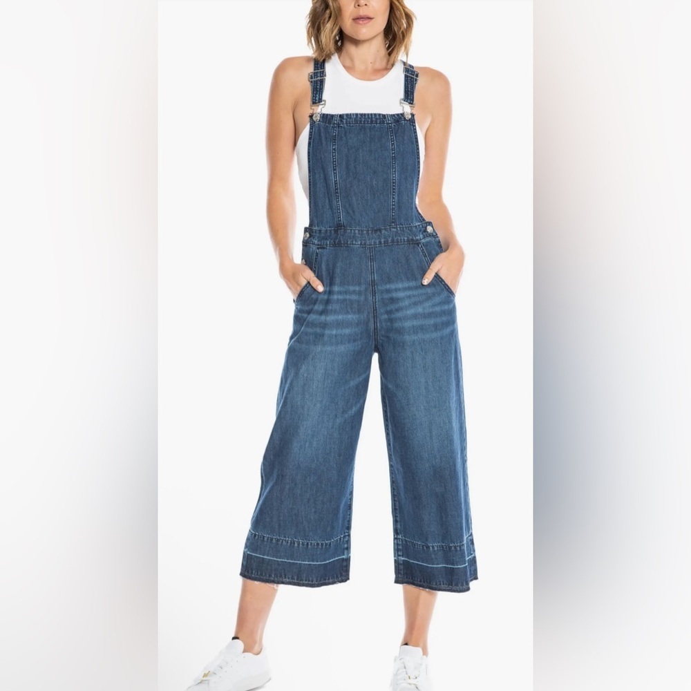 Juicy Couture Blue Denim Wide-Leg Cropped Overalls